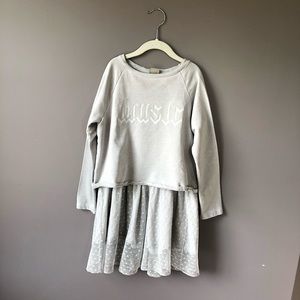 Zara Girls Grey Sweatshirt Music Dress Sz 8